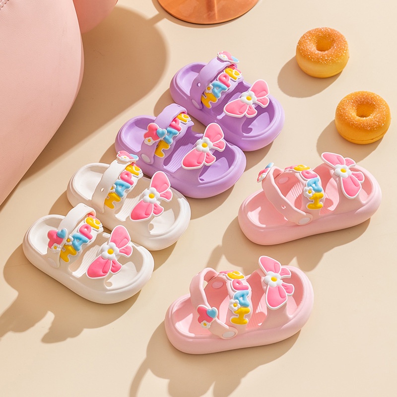 Suge Dép sandal Đi Trong Nhà Bằng eva Chống Trượt Đính Nơ Họa Tiết Hoạt Hình Dễ Thương Cho Bé Gái
