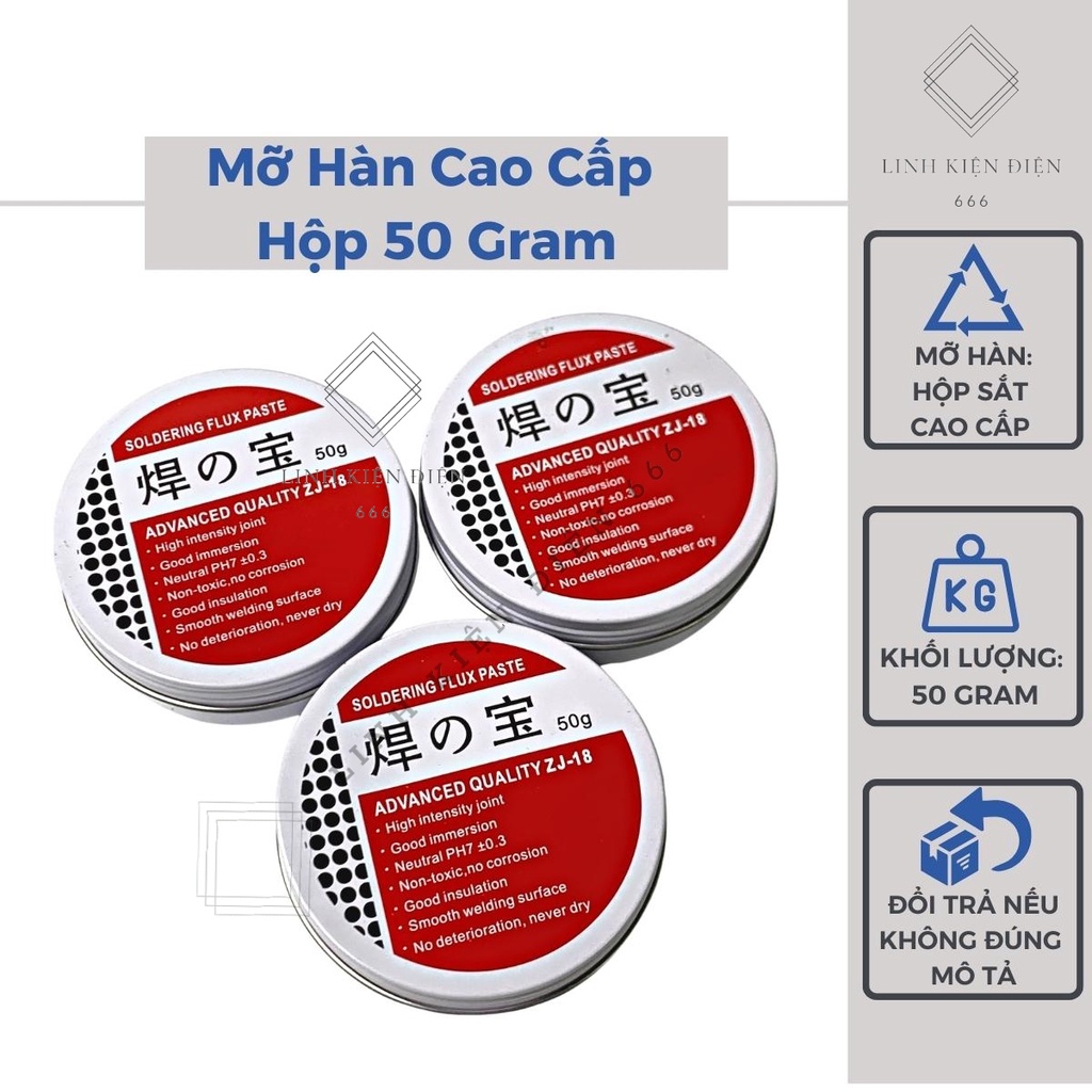 Mỡ hàn thiếc cao cấp 50 gram mỡ trợ hàn chì loại tốt hộp sắt MHTS5010GR