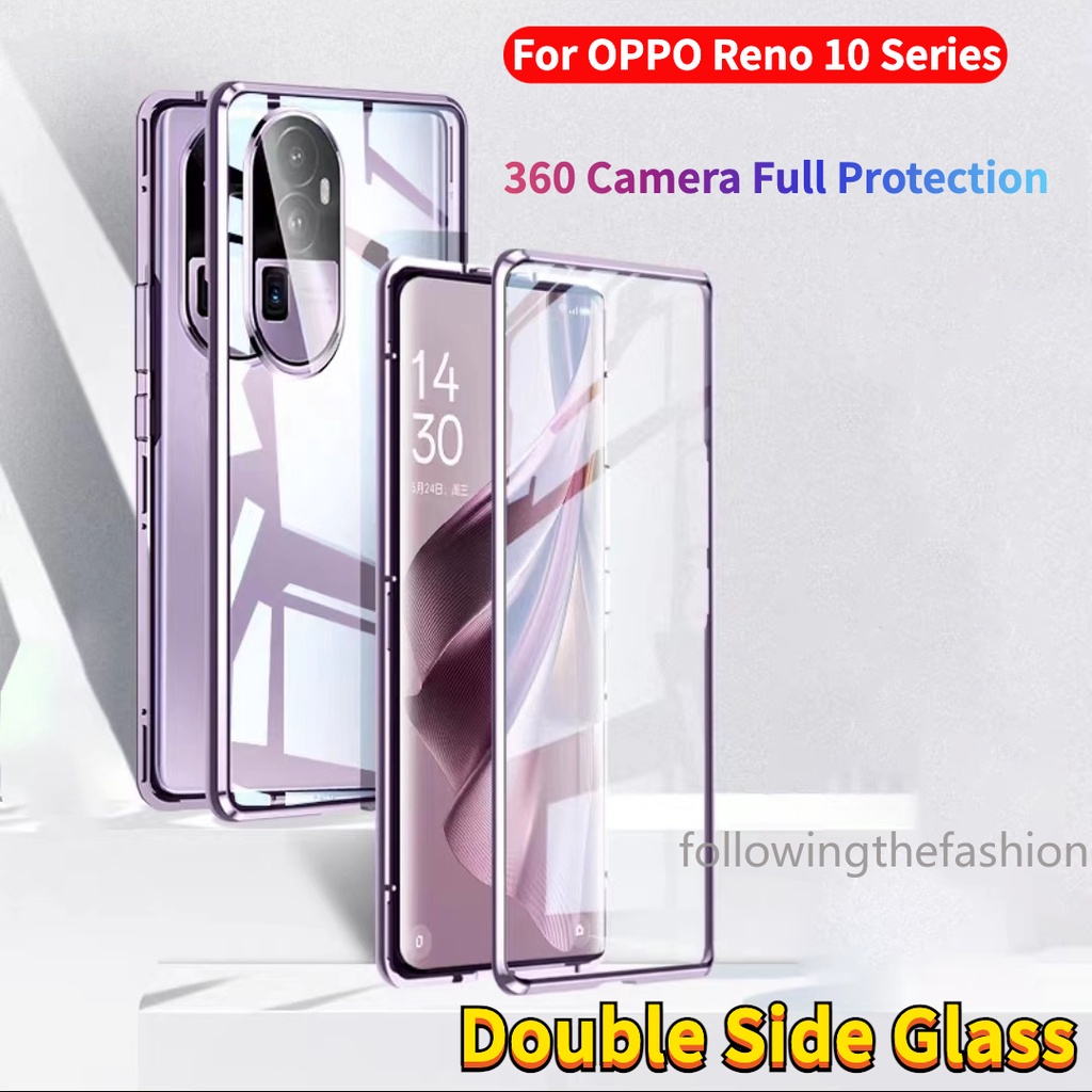 Ốp Điện Thoại Bảo Vệ 360 Độ Cho oppo reno 10 5g reno10 pro plus pro + 2023° Nắp Đậy Bảo Vệ Ống Kính Máy Ảnh Bằng Kim Loại Từ Tính Chống Sốc
