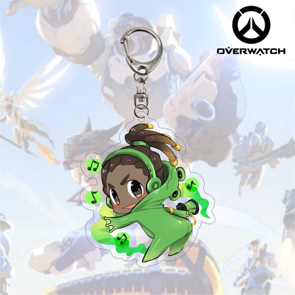 Overwatch acrylic móc khóa hoạt hình hai mặt thiết bị ngoại vi trò chơi túi đi học mặt dây chuyền