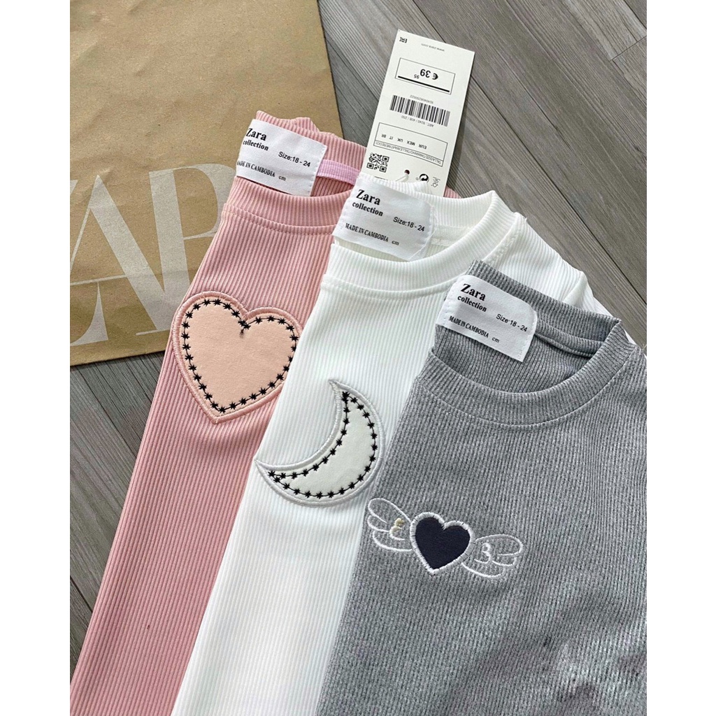✨MALINHKID✨CB0561 Combo 3 áo TIM TRĂNG trẻ em cổ tròn dài tay