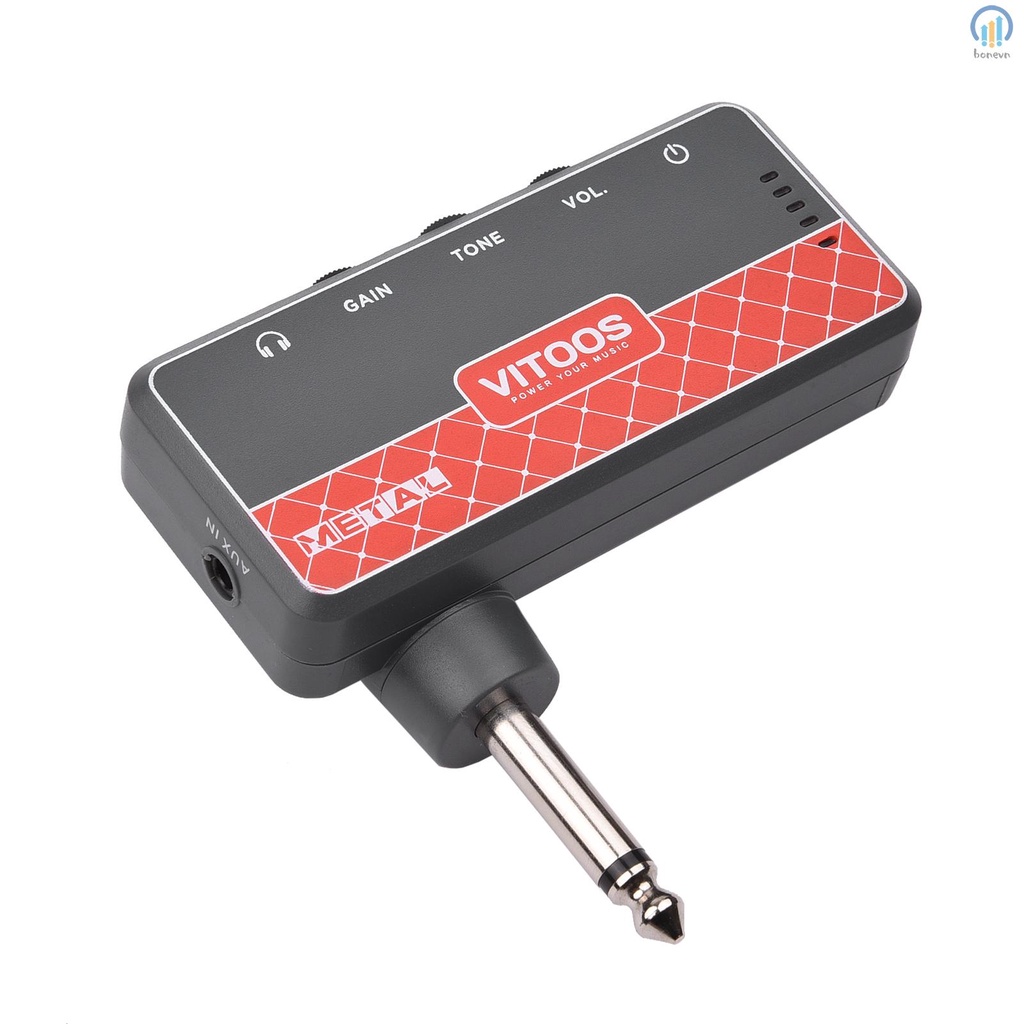 VITOOS Metal Guitar Headphone Amplifier Amp with Aux In - Audio Amp for Connecting External Devices