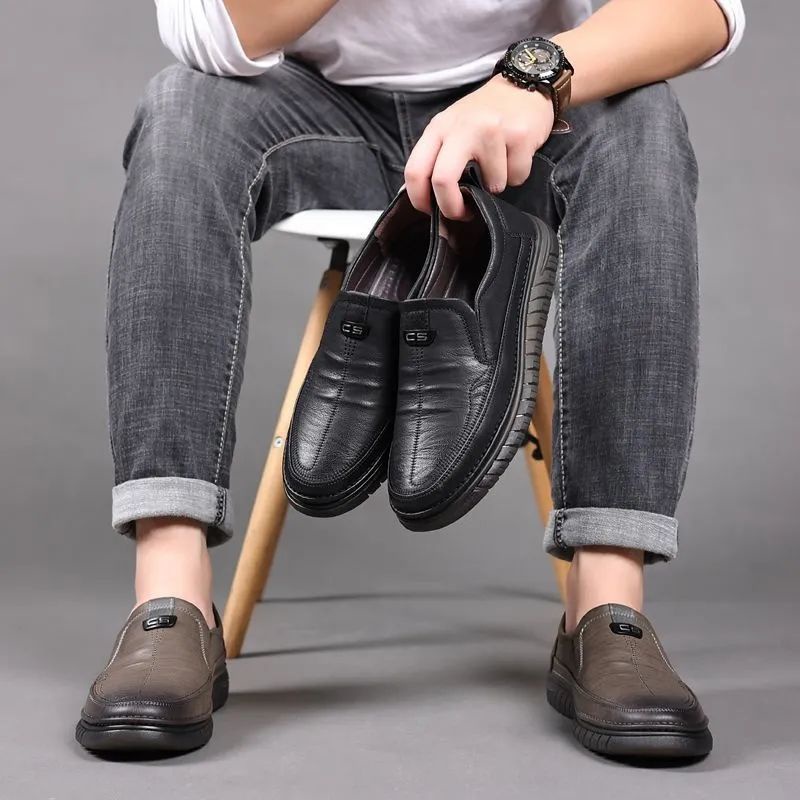 Giày Lười Da Thật Đế Mềm Thời Trang Cho Nam