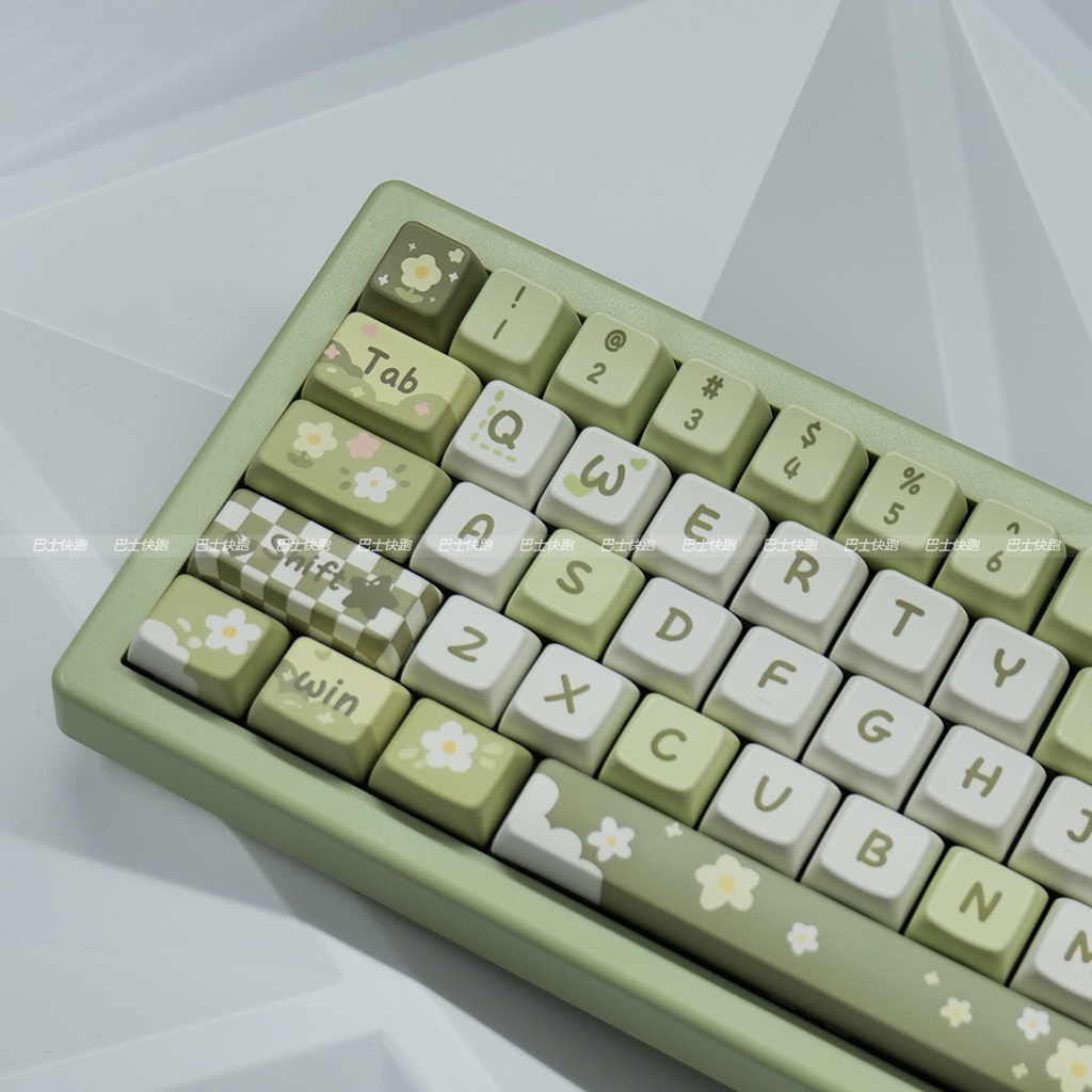 Spring Flowers Keycaps MDA Profile Dễ Thương Xanh Sữa PBT Nhuộm Phụ Bàn Phím Cơ Keycap