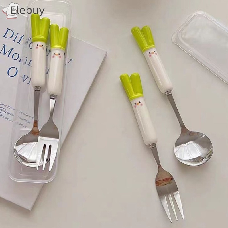 Bộ Muỗng Nĩa Đũa Bằng Thép Không Gỉ Hình Hoạt Hình