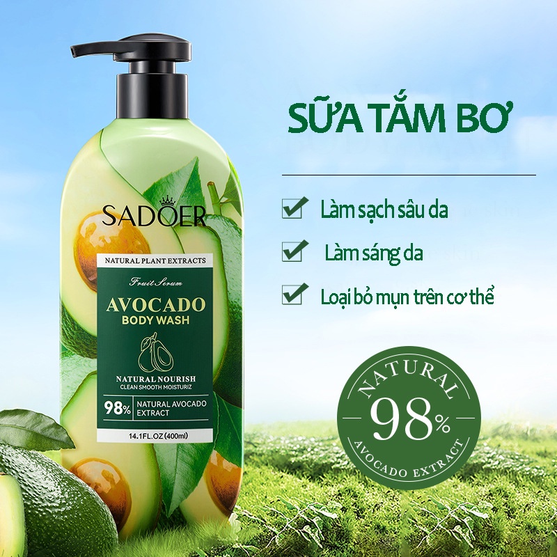 Sữa Tắm Trắng Da Làm Sạch Sâu Sữa Tắm Tẩy Da Chết  Body Wash SADOER, Giúp Làm Chậm Lão Hóa, Tái Tạo Tế Bào Da Giữ Ẩm S15