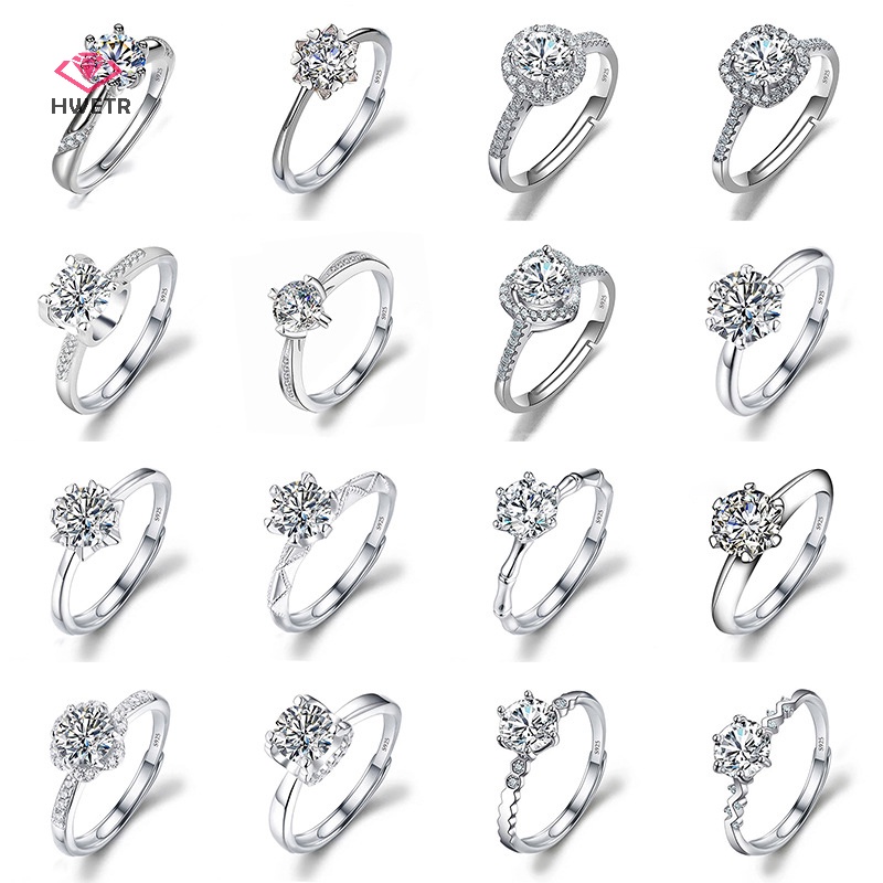 Nhẫn Hở Mạ Bạc 925 Đính Đá Kim Cương Nhân Tạo Thời Trang Cho Nữ Mới