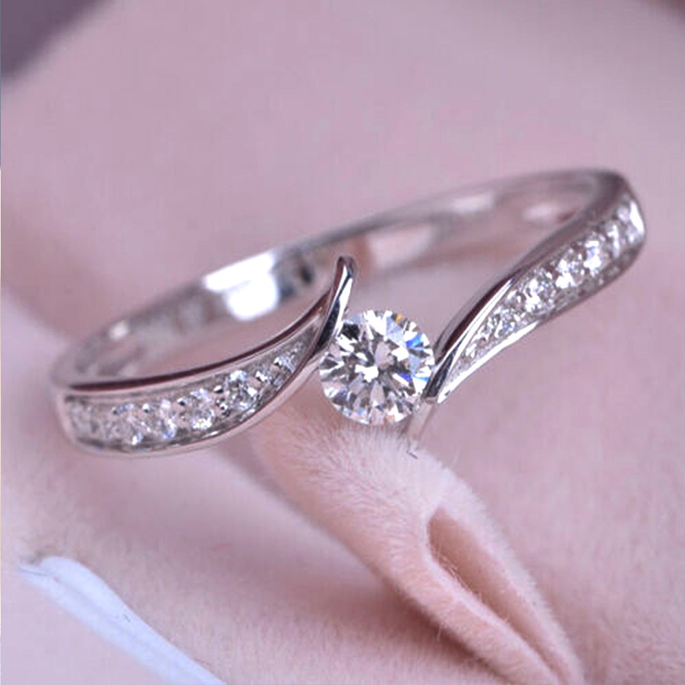 Nhẫn Mạ Bạc 925 Đính Đá zircon Đơn Giản Thời Trang