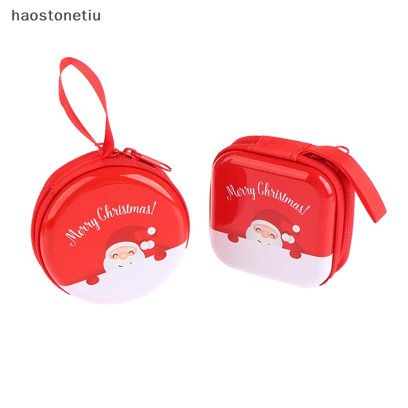 Ha Túi Đựng Tiền Xu / Tai Nghe Làm Quà Giáng Sinh Bằng Thiếc Họa Tiết Ông Già Noel Màu Đỏ