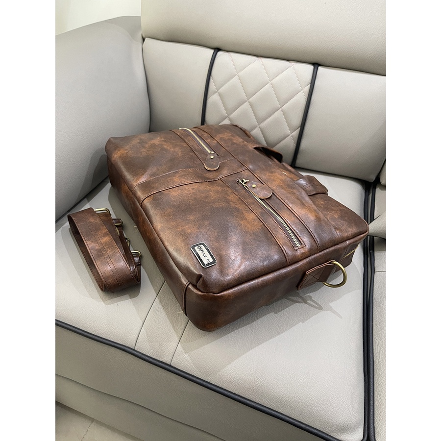 Túi da nam VĂN PHÒNG laptop 15 inch Men KDT01  Da WUAS phối da thật