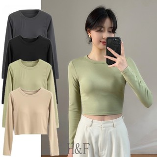 Áo crop top Tay Ngắn / Dài 2 Trong 1 Có Đệm Ngực Phong Cách Nhật Bản Mới Cho Nữ