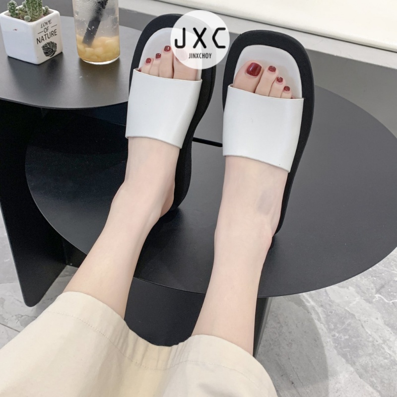 JINxCHOYDép quai ngang đế bằng mũi vuông thời trang xinh xắn dành cho nữ
