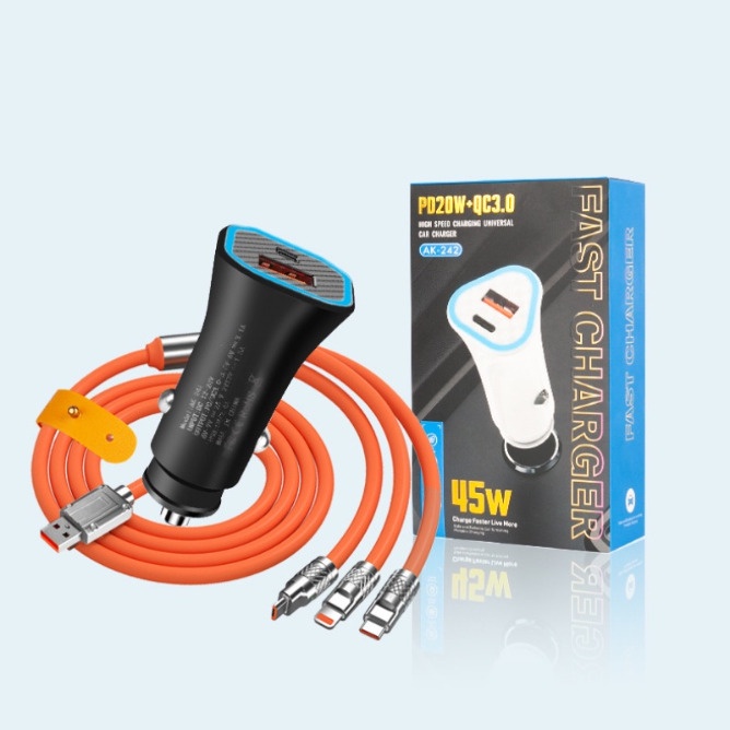 Tẩu Sạc Nhanh 2 Cổng usb 45w pd20w + qc3.0 Chuyên Dụng Cho Điện Thoại