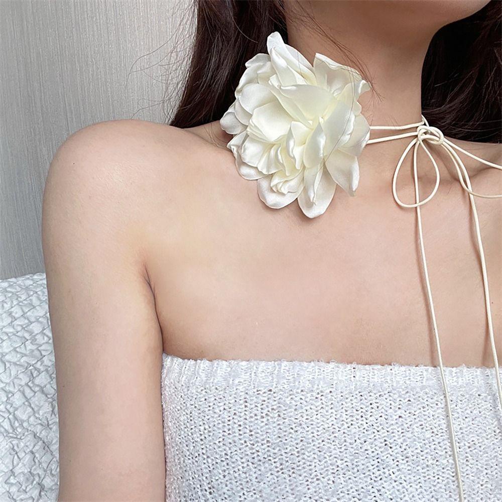 Vòng Cổ choker Dây Dài Mặt Hình Hoa Hồng Tùy Chỉnh Kích Thước 1 Kiểu Pháp Thanh Lịch Cho Nữ