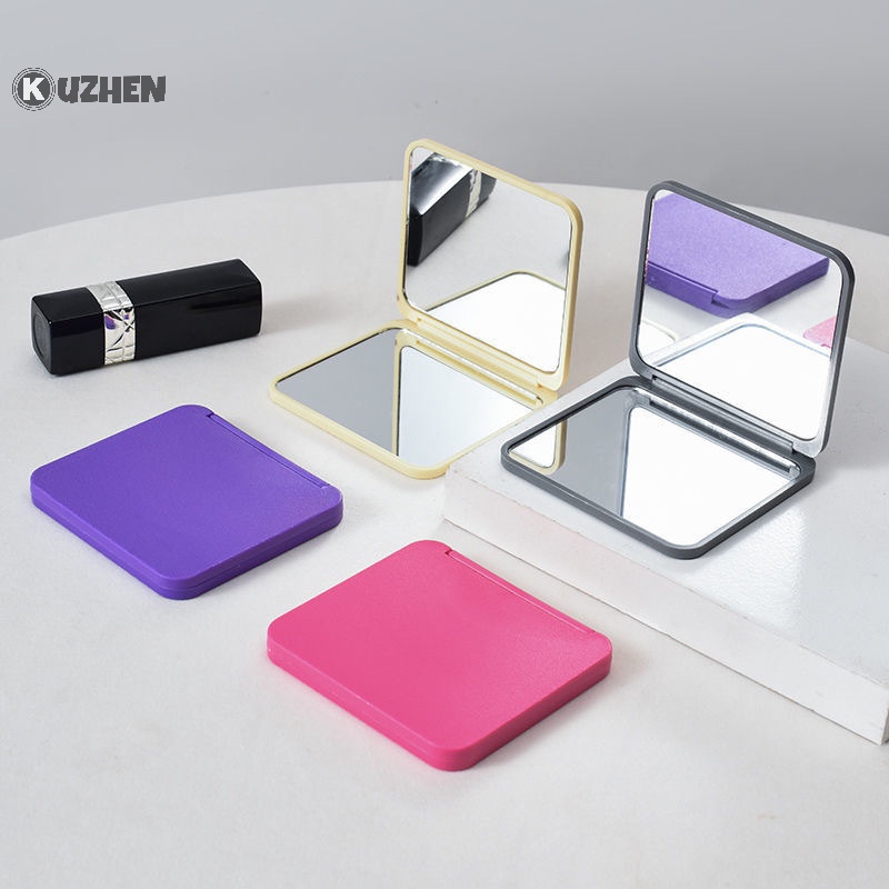 Gương Trang Điểm kuzhen 2 Mặt Hình Vuông mini Bỏ Túi Nhiều Màu Sắc