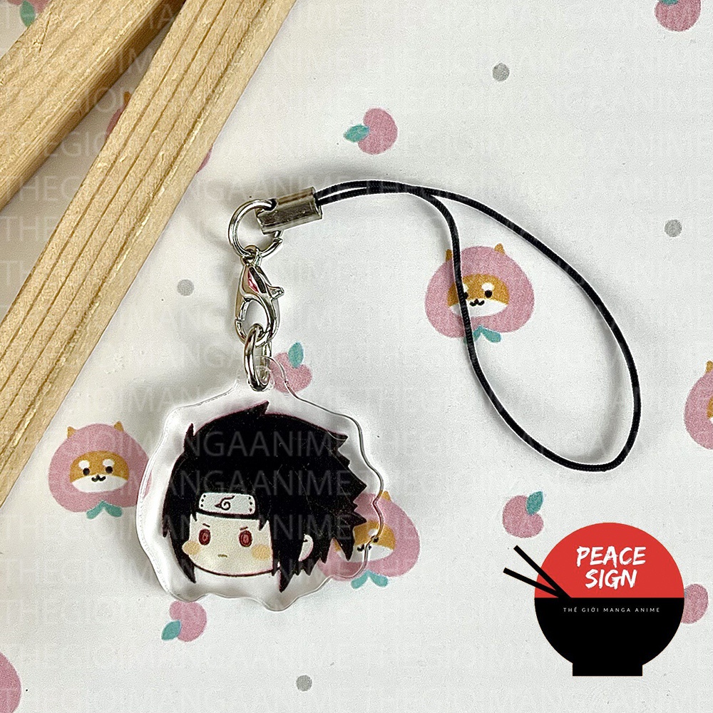 Móc dây treo điện thoại IN HÌNH NARUTO SHIPPUDEN ver FACE CHIBI mica trong acrylic móc khóa trang trí
