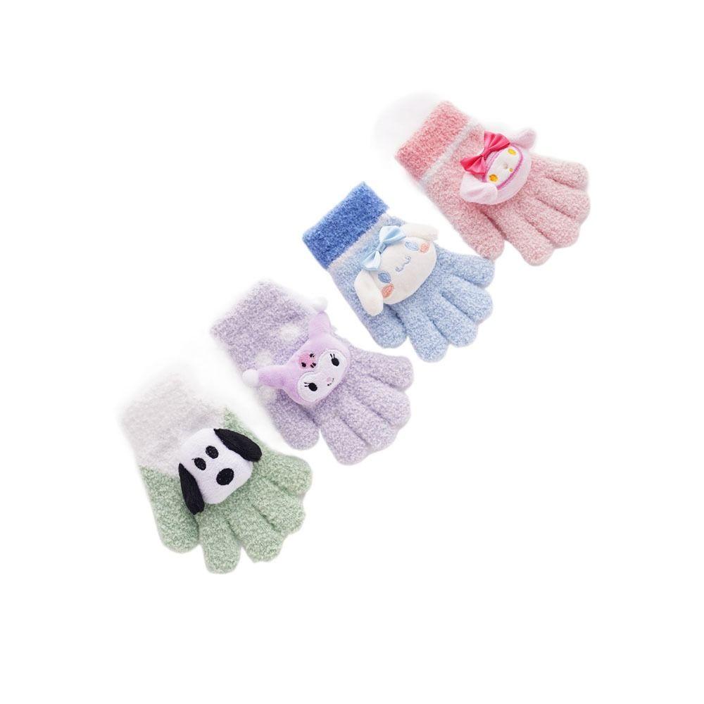 Găng Tay Thu Đông Dày Dặn Chống Gió Họa Tiết Hoạt Hình melody cinnamoroll kuromi Cho Bé