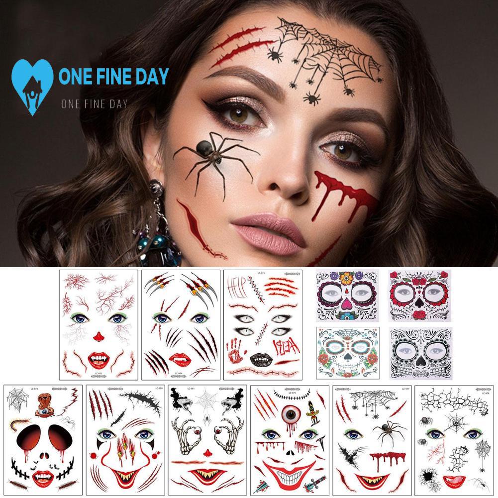 Miếng Dán Hình Xăm Tạm Thời Hình Đầu Lâu Chống Thấm Nước d1l3