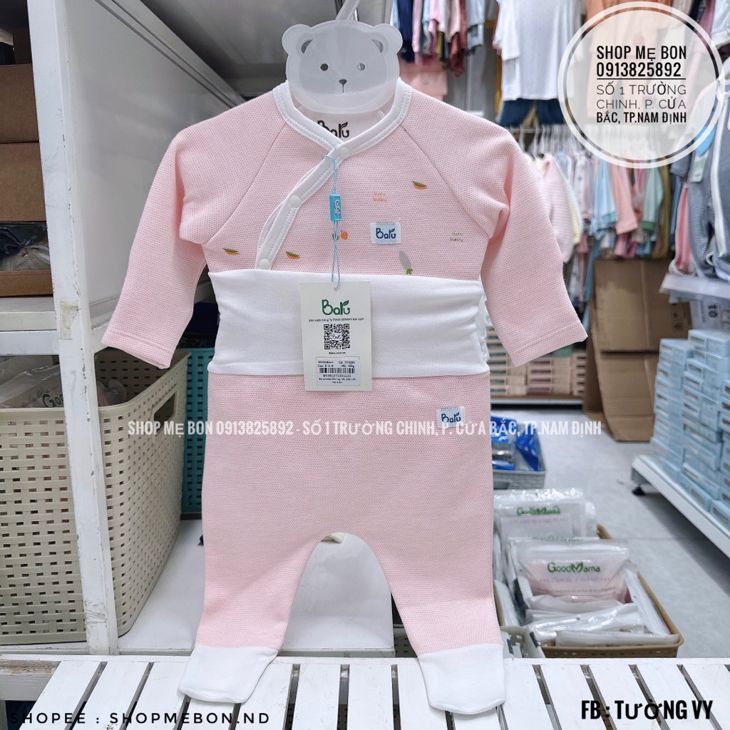 Bộ Baru sơ sinh nỉ liền bao tay chân và bo tay chân