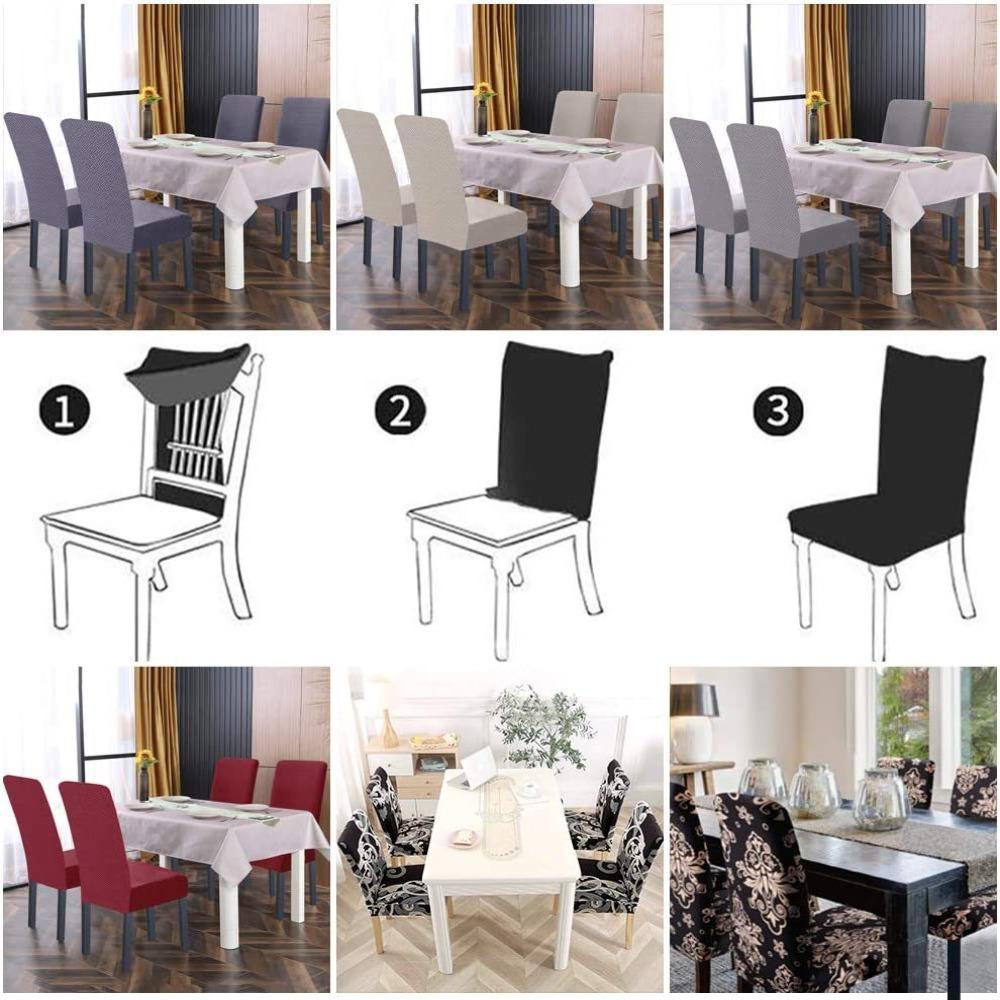 WAPKTY Vỏ Bọc Ghế Ngồi Bàn Ăn Màu Trơn Vải jacquard Co Giãn Giặt Được Thông Dụng