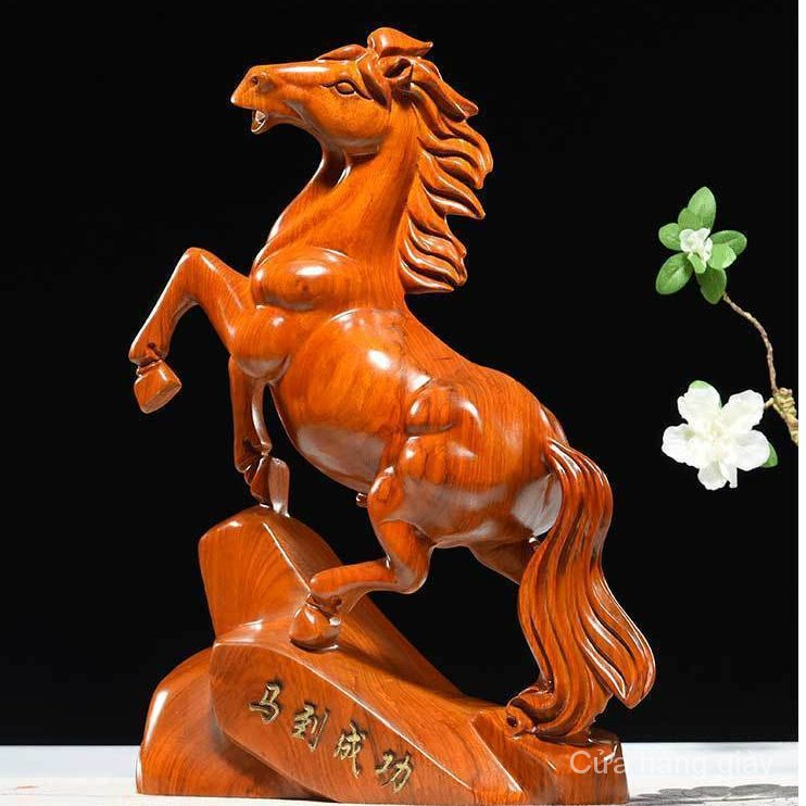 Hoa Lê Vàng Mười Hai Con Ngựa Chạm Khắc Ngựa Bằng Gỗ Trơn Trang Trí Nhà Cửa Văn Phòng Ma Gụ