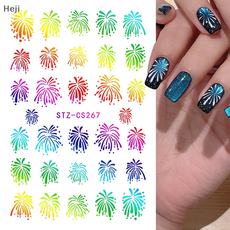 Heji Miếng Dán Trang Trí Móng Tay Hình Hoa Lá Lấp Lánh Nhiều Màu Sắc vn