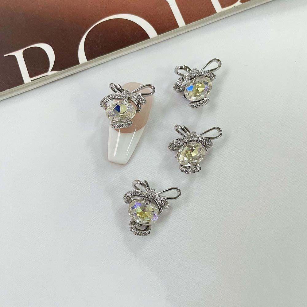 Set 4 Phụ Kiện Trang Trí Móng Tay Nghệ Thuật Hình Nơ Xinh Xắn charms