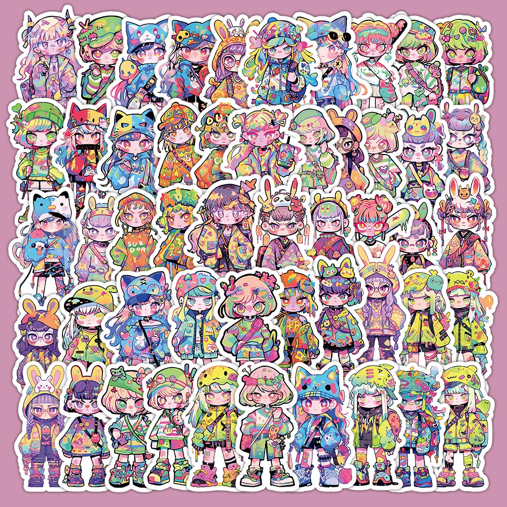 Bộ 60 Miếng Dán Trang Trí Mũ Bảo Hiểm / Bút Chì Họa Tiết graffiti Dễ Thương