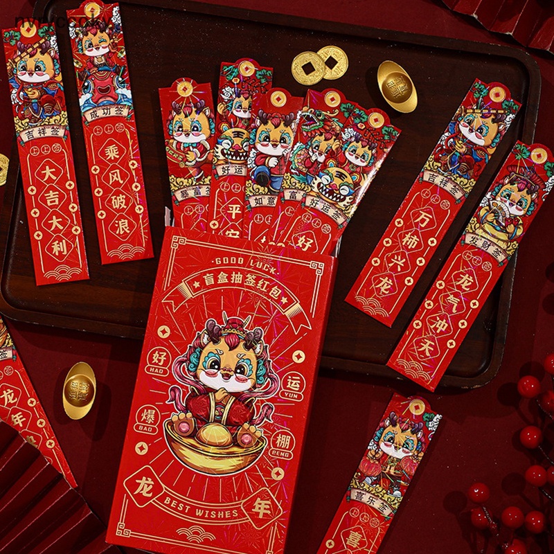 Set 12 Bao Lì Xì Năm Mới Hình Rồng Đỏ May Mắn
