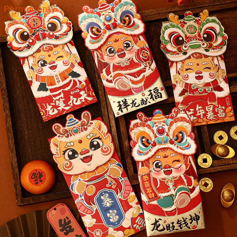 Set 4 Bao Lì Xì Năm Mới 2024 Màu Đỏ May Mắn