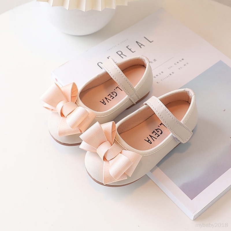 Giày Búp Bê Đế Mềm Chống Trượt Đính Nơ Xinh Xắn Cho Bé Gái