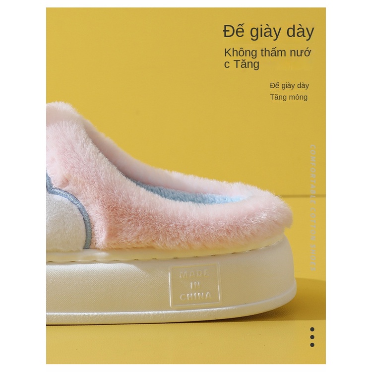 Dép Đi Trong Nhà Phối Lông Thỏ Ấm Áp Thời Trang Mùa Đông