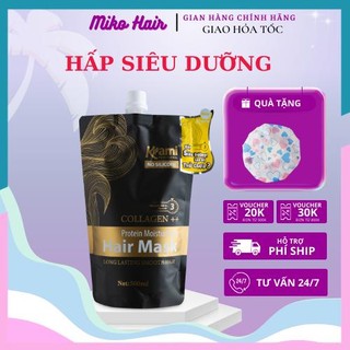 Kem ủ tóc phục hồi giảm gãy rụng collagen kami, kem hấp tóc siêu dưỡng giúp tóc bóng mượt túi 500ml mikohair