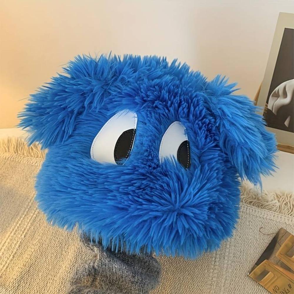 1 Mũ Len Lông Xù Dày Dặn Đính Đôi Mắt To Vui Nhộn Thời Trang Mùa Đông