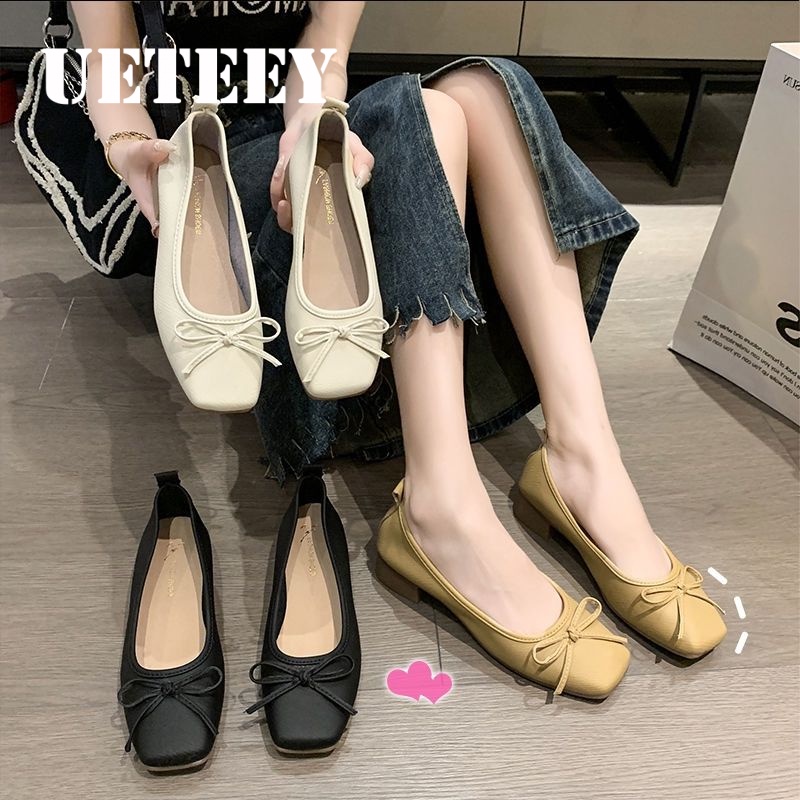 UETEEY  giày búp bê Mary Jane Lolita Đế da mềm đế êm thời trang Nhẹ nhàng Tự tin Siêu nhẹ Thanh lịch Đế chống sốc FLF23C03TC 49Z231207