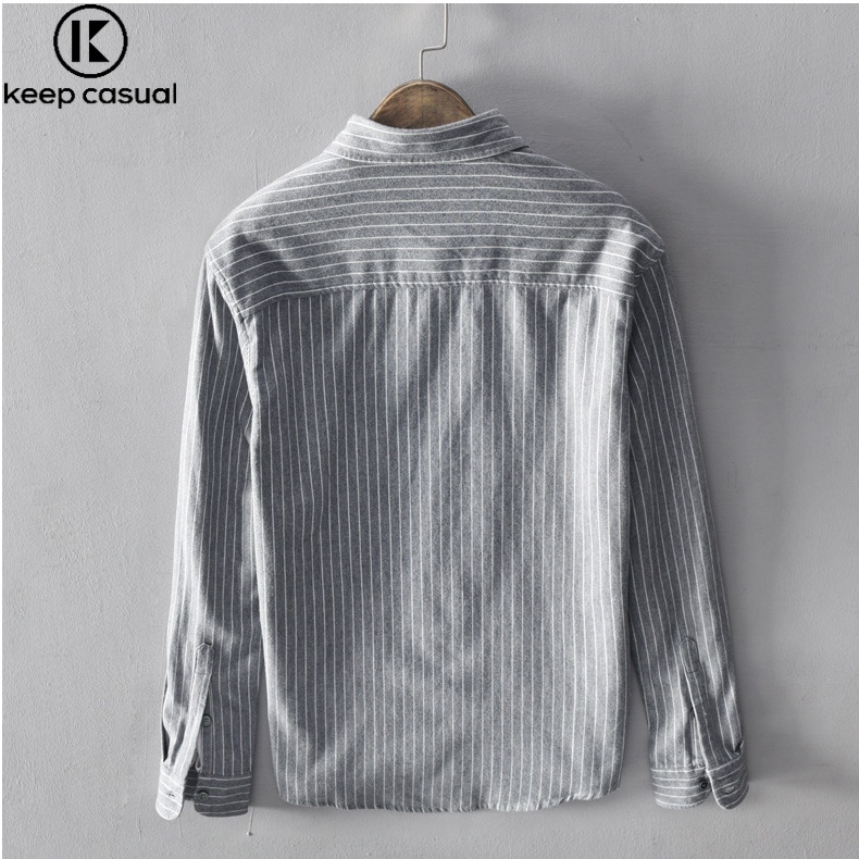 Áo Khoác Sơ Mi cotton Kẻ Sọc Thời Trang Thường Ngày Cho Nam