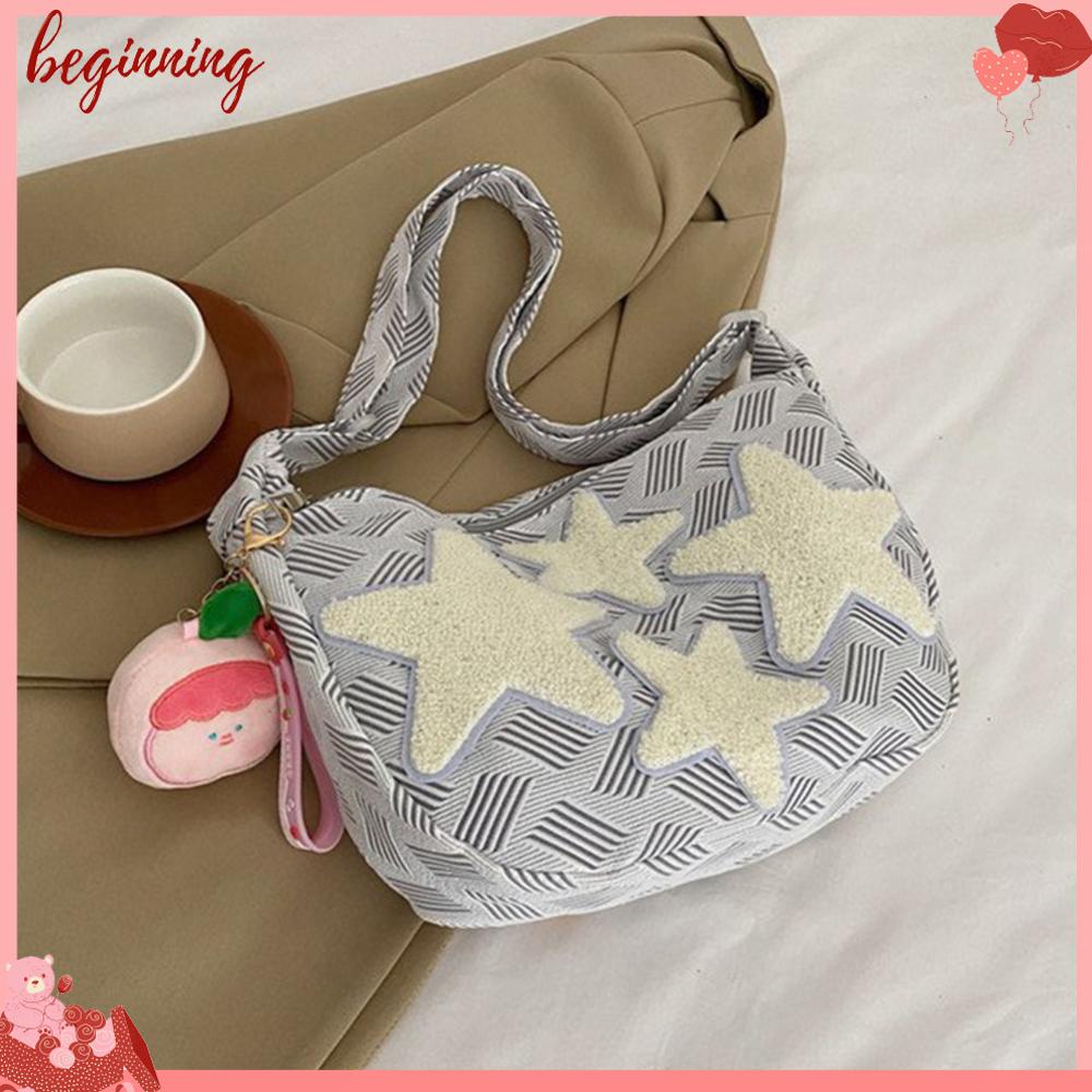 ✿ Miếng Dán Trang Trí Khởi Động Xe Hơi ✿ Túi Đeo Chéo canvas Sức Chứa Lớn Thêu Họa Tiết Trăng Sao Dễ Thương Phong Cách Đường Phố