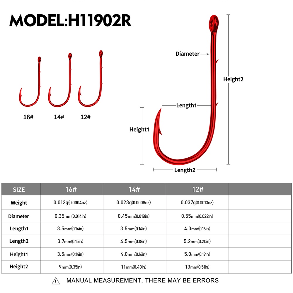 Proberos Set 100 Lưỡi Câu Cá Tay Cầm Dài Bằng Thép carbon Cao Cấp # 1 # - 16 #