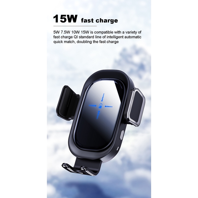 Giá Đỡ Sạc Nhanh qi Không Dây 15w Gắn Bảng Điều Khiển Xe Hơi Thông Minh iphone 15 / 14 / 13 / 12