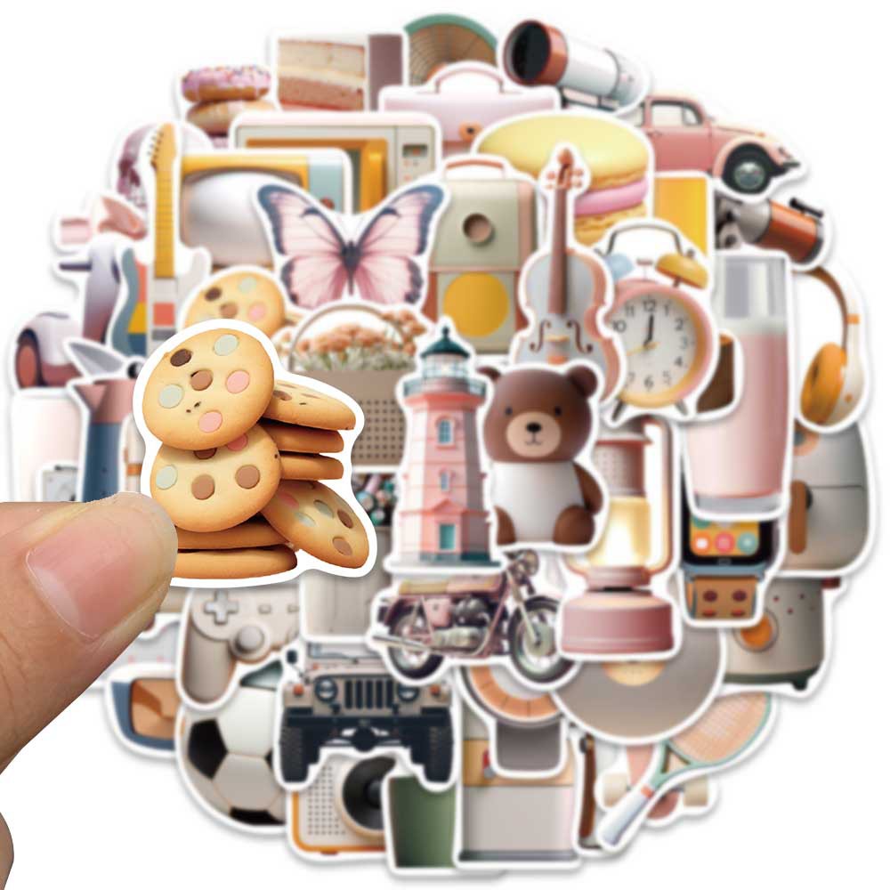 Bộ 50 Miếng Dán Trang Trí Mũ Bảo Hiểm / Bút Chì Phong Cách macaron Chống Thấm Nước