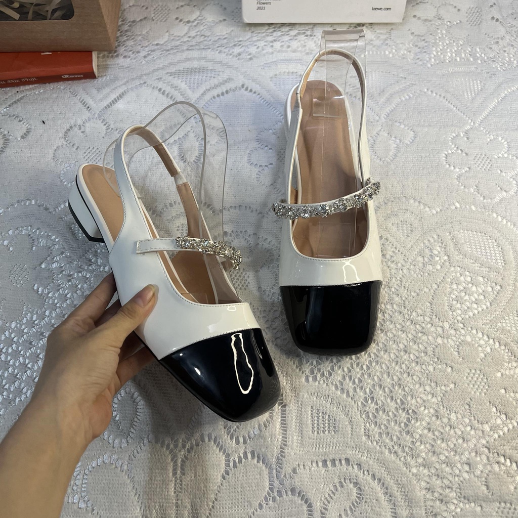 Giày tiểu thư bít mũi vuông bigsize quai đá cao 2 cm size 40-44