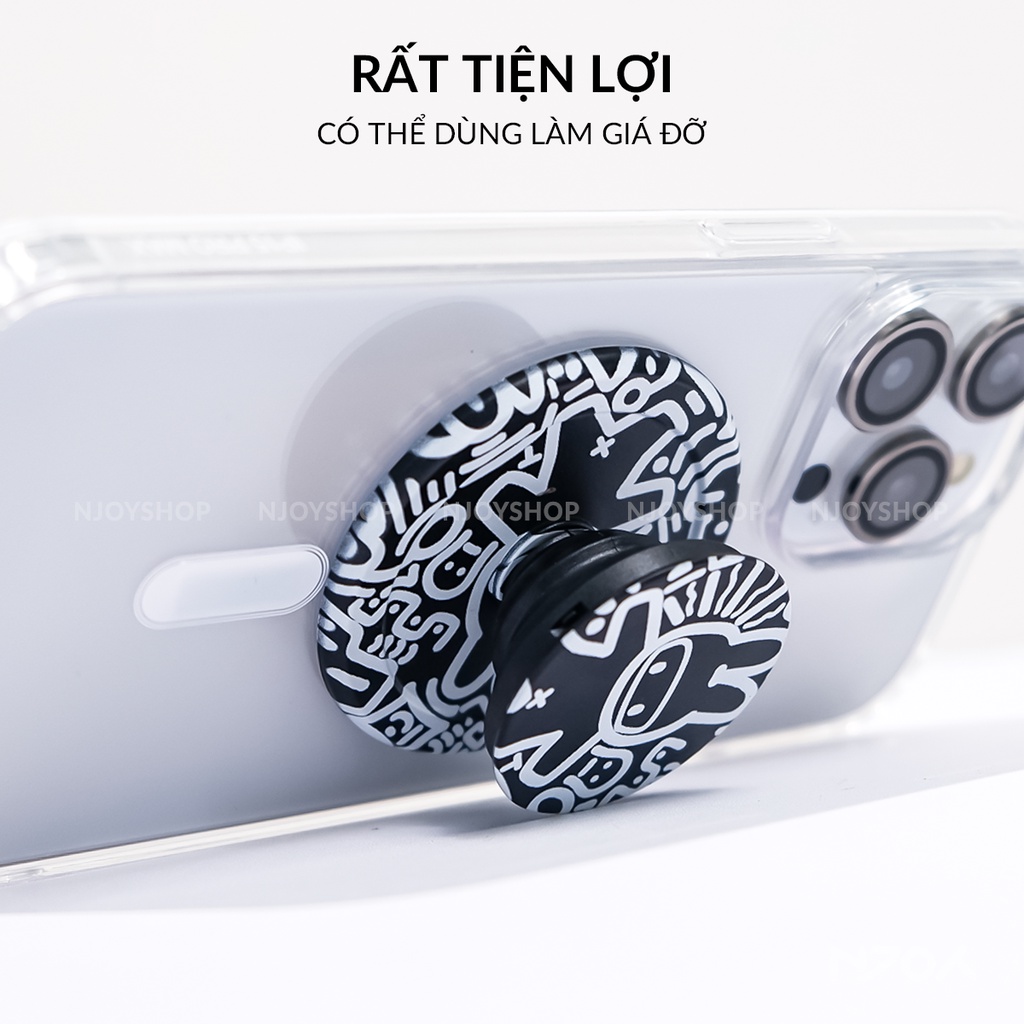 Popsocket Giá Đỡ Điện Thoại Hỗ Trợ Nam Châm Từ Tính Magsafe Hình Graffiti Cho Điện Thoại iPhone Samsung PawGrip Njoyshop
