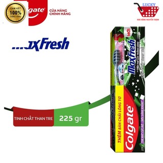 Kem đánh răng Colgate Maxfresh 225g/Tuýp Than tre +Tặng bàn chải lông tơ phủ than