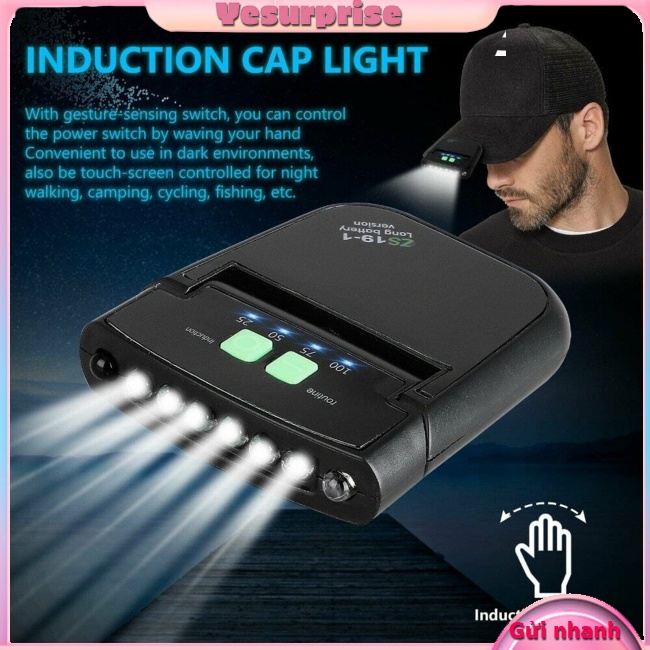 Yesurprise Đèn Pha led Siêu Sáng Có Kẹp Gắn Mũ Lưỡi Trai Dùng Khi Đi Câu Cá Ban Đêm