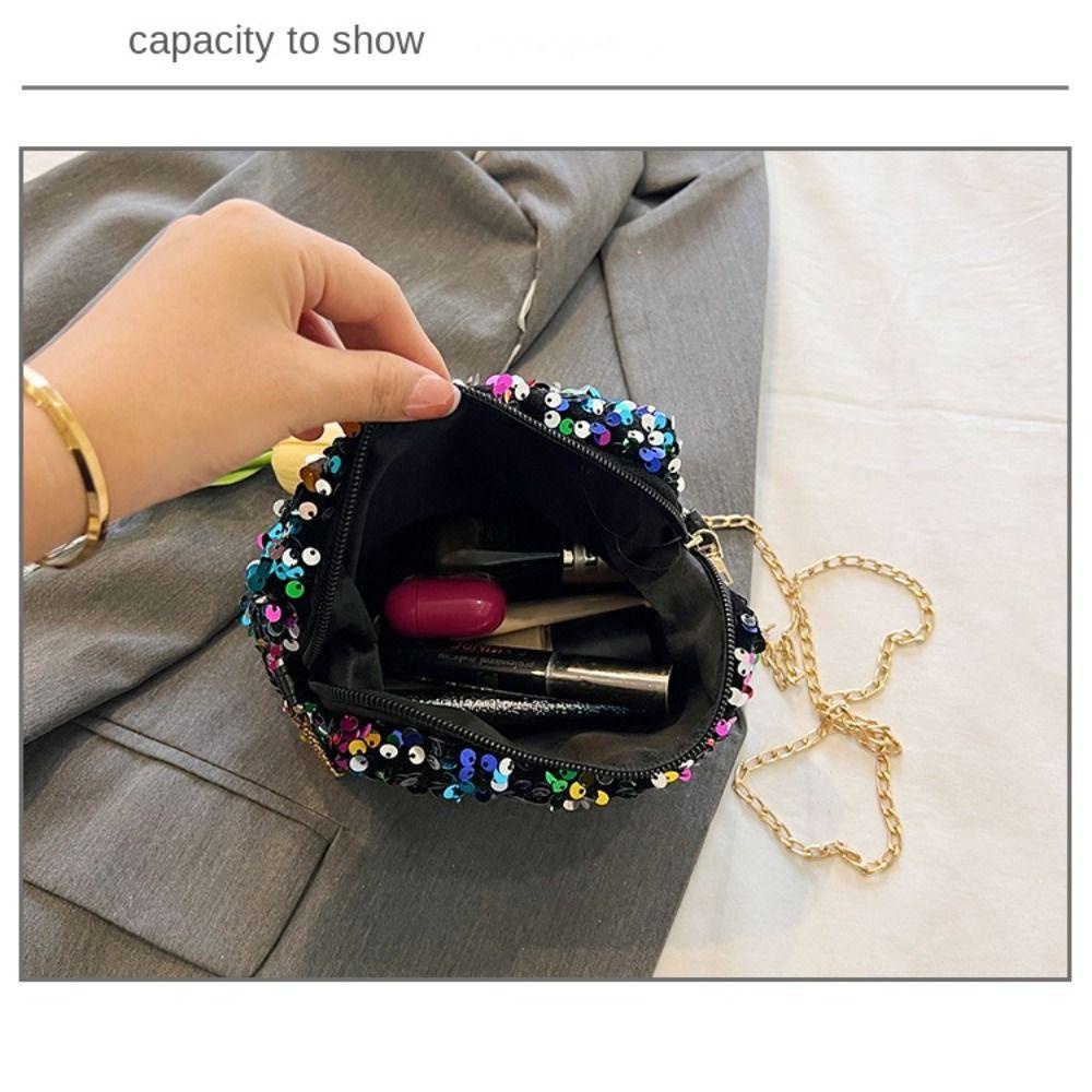 Myrong1hd ❤Túi Xách Đeo Vai Đính Kim Sa Phối Dây Xích Thời Trang Cho Nữ