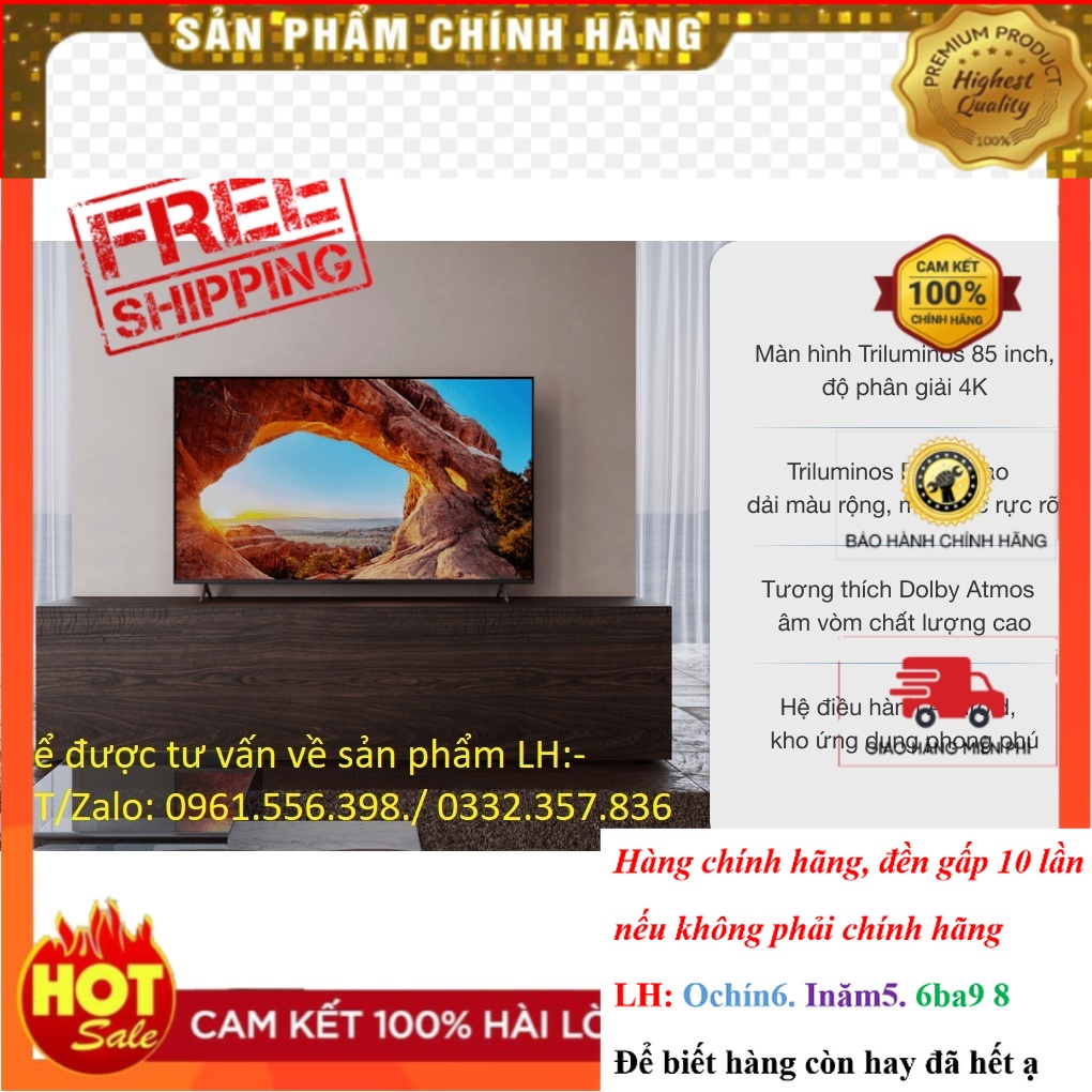 SALE_ Smart Tivi Sony 85 Inch 4K UHD KD-85X86J &lt; Chính hãng BH:24 tháng tại nhà toàn quốc&gt;