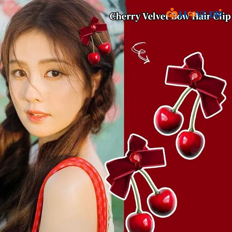 1 Kẹp Tóc Hình Quả Cherry Đỏ Dễ Thương