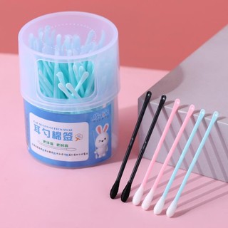 Hộp 100 tăm bông cải tiến 2 đầu, 1 đầu lấy ráy tai, 1 đầu bông thấm hút tốt, không sơ bông-pandora