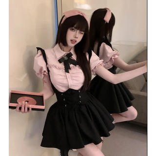 Đầm Mùa Hè Hai Mảnh Dáng Ôm Eo Hẹp Tay Phồng Phong Cách Preppy Phong Cách Mới
