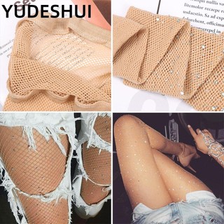 YUDESHUI Quần Tất Lưới Nylon Dáng Ôm Đính Đá Nhiều Màu Thời Trang Quyến Rũ Cho Nữ